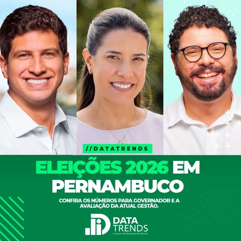 DataTrends: João Campos tem 42%, Raquel Lyra 36% e Ivan Moraes 1%
