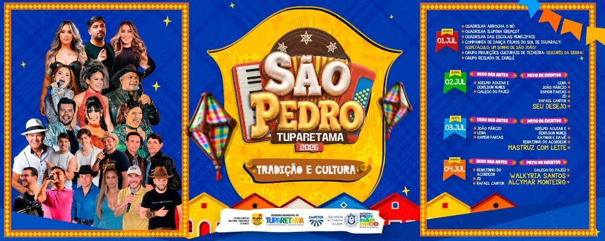 São Pedro 2026 de Tuparetama tem programação divulgada com grandes atrações e valorização da cultura nordestina